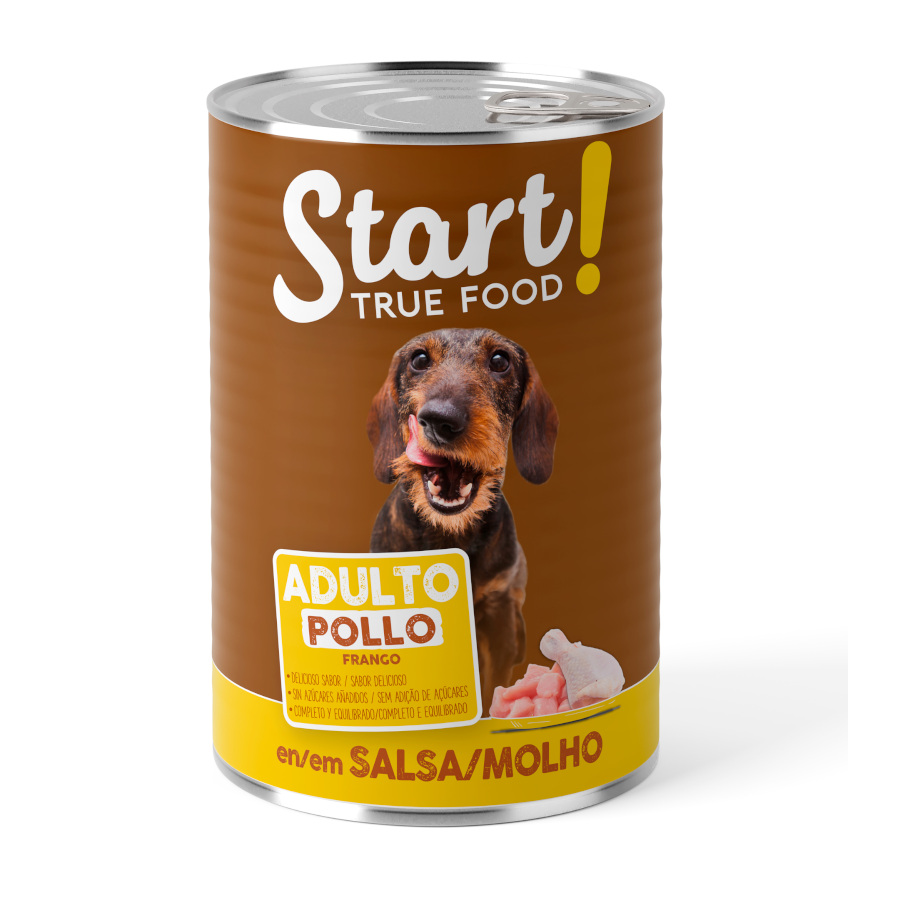 Start! Adulto Frango, Vitela e Cordeiro em Molho lata para cães - Multipack 6